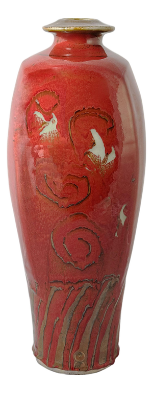 Vintage Red Glazed Vase by David Frith, 1980s