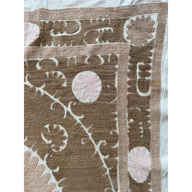 Suzani Embroidery Wall Decor — Neutral Tan Asian Embroidery For Sale In New York - Image 6 of 8