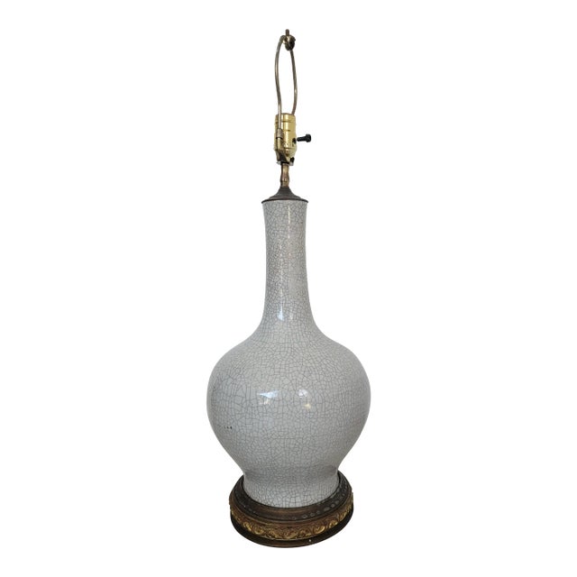 Oriental Gray Crackle Lamp For Sale