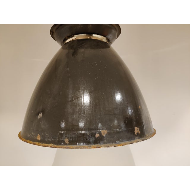 Large Industrial Enamel Lamp, 1950s For Sale - Image 10 of 11