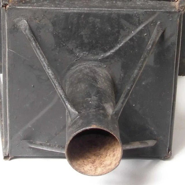 Late 19th Century English Black Toleware & Glass Post Lantern on Painted Teak Base For Sale In Denver - Image 6 of 10