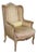 Vintage French Louis XVI Style Walnut Bergère Wingback Library Reading Chair For Sale