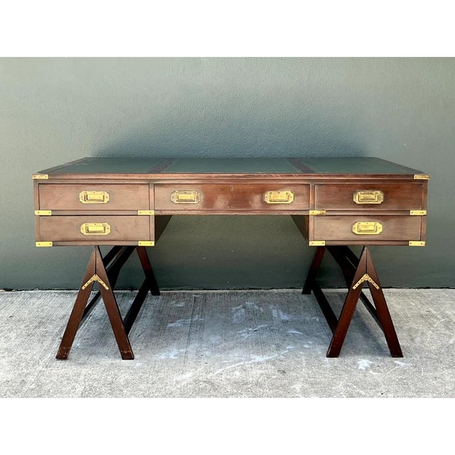 19th Century Vintage Military Campaign Wood Desk For Sale - Image 5 of 15