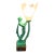 1930s French Green Spleter Metal Art Deco Style Biba Lamp on Marble by Jacques Limousin For Sale