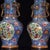 Blue Monumental Pair of Cloisonné Enamel & Bronze Elephant-Handle Vases With Goldfish Motifs For Sale - Image 8 of 9