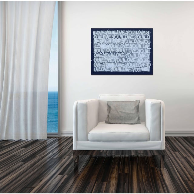 Navy Blue Love Has No Fear - Blue Cool Tone Mixed Media Graffiti Inspired Art Original Artwork by Amber Goldhammer For Sale - Image 8 of 9