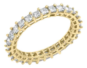 14K Yellow Gold 2.00 Cttw Shared Prong Set Princess Cut Diamond Eternity Band Ring (J-K Color, SI1-S