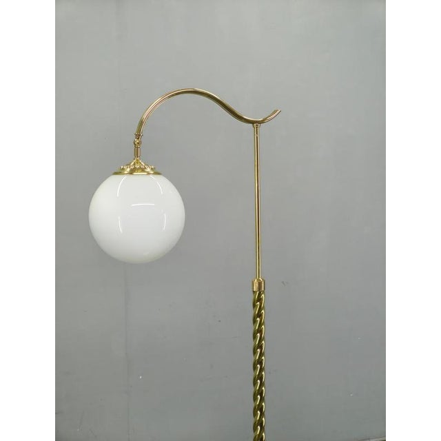 Art Deco Italian Brass Floor Lamp with Glass Globe, 1930s For Sale - Image 4 of 13