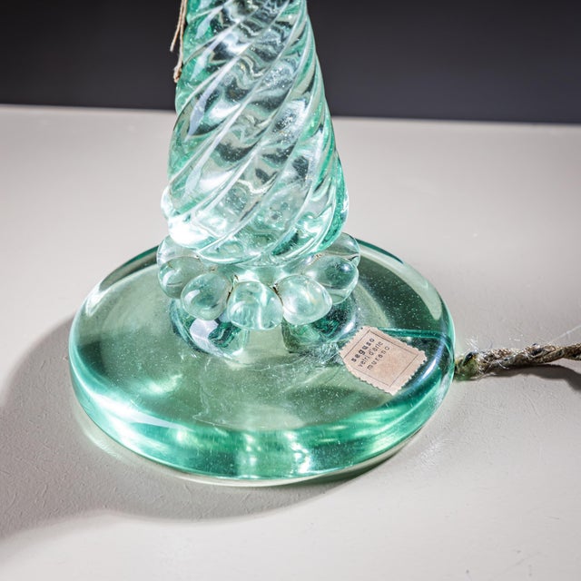 Pair of Small Table Lamps with Glass Base by Seguso Vetri d’Arte, Italy 1940s For Sale - Image 4 of 18
