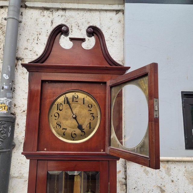 George III Grandfather Clock in Wood and Gilt Brass, England, 1940s For Sale - Image 9 of 18