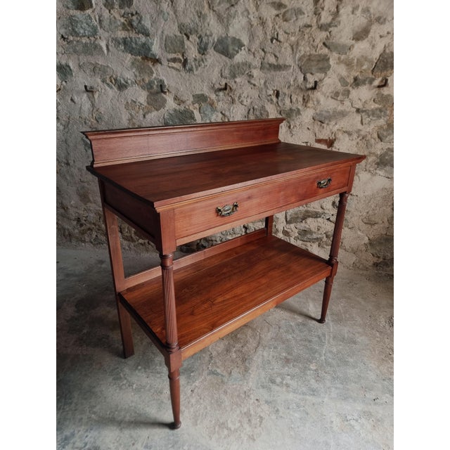 Antique French Mahogany Console Table with Drawer and Shelf, 1900 For Sale - Image 16 of 18