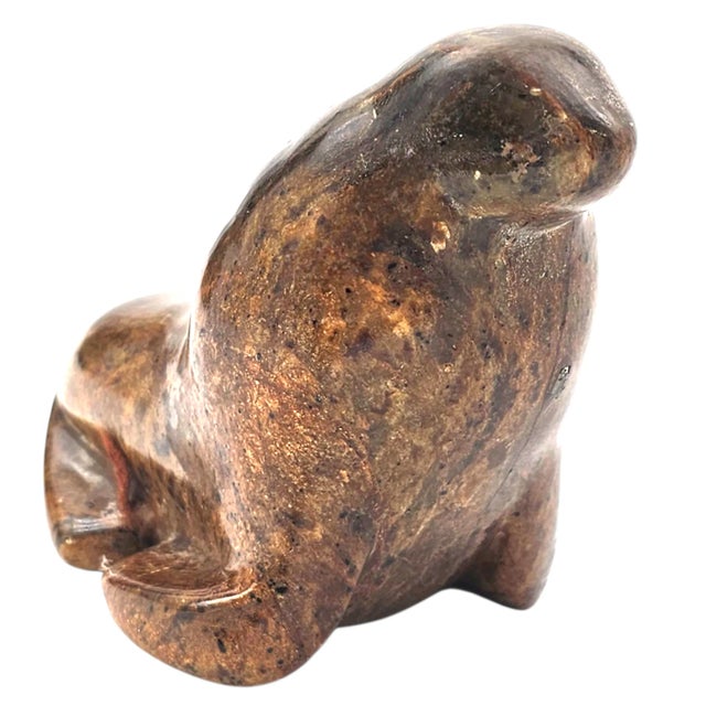 Inuit Hand-Carved Granite Seal Sculpture – Signed Eskimo Folk Art From Alaska For Sale In San Francisco - Image 6 of 12