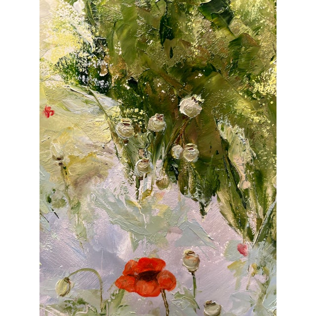 Impressionist Original Oil on Board "Poppy Field" Painting by Ukrainian Artist Svitlana Shapovalova For Sale - Image 3 of 9