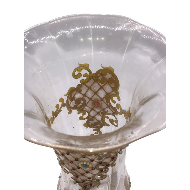 A 19th century Moser jeweled enameled crystal vase from the Czech Republic.