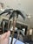 Green Pair Patinated Tole Metal Palm Tree 5 Arm Candlestick Holders For Sale - Image 8 of 15
