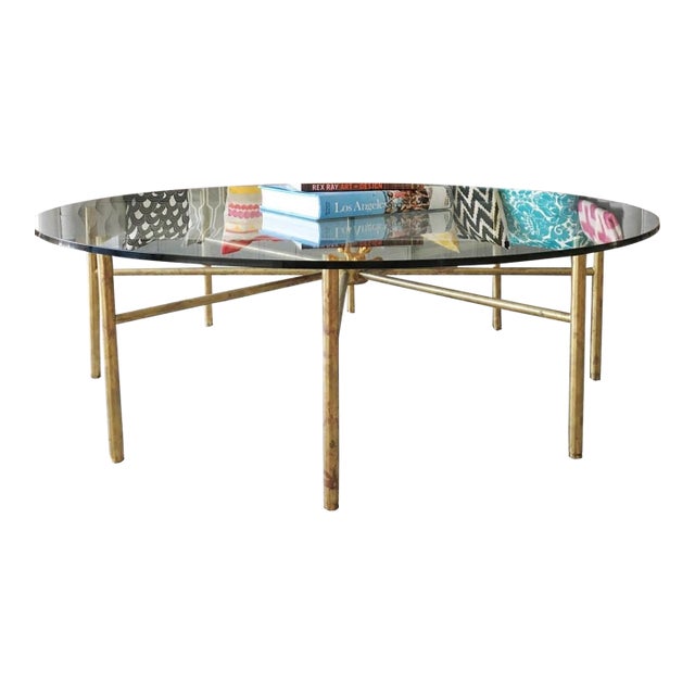 Attributed Lawson Fenning Radial Glass Coffee Table For Sale