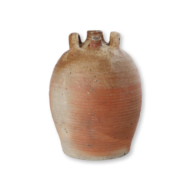 Rustic European Antique French Glazed Terracotta Olive Oil Jug For Sale - Image 3 of 6