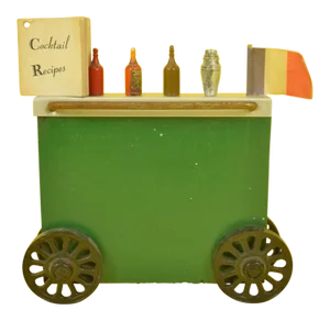 Wonder Bar Cart with Cocktail Recipes Booklet & 5 Cocktail Picks