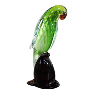 1970s Vintage Dynasty Gallery Murano-Style Cased Glass Parrot