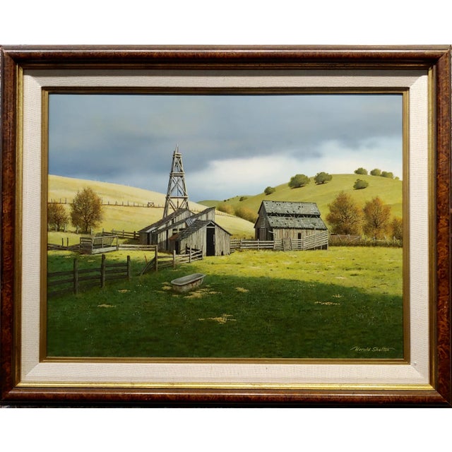 Harold Shelton -Abandon Barn in a Beautiful California Farm Landscape -Oil painting oil painting on board -Signed circa...