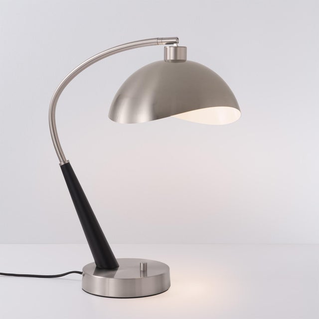 Mid-Century Modern Luna Bella Boomerang Table Lamp, Black Oak/Satin Nickel, 32" Height For Sale - Image 3 of 6