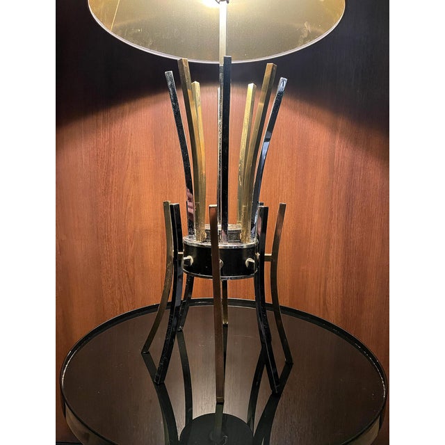 Mid-Century Modern 1970s Space Age Brass & Chrome Starburst Table Lamp For Sale - Image 3 of 8