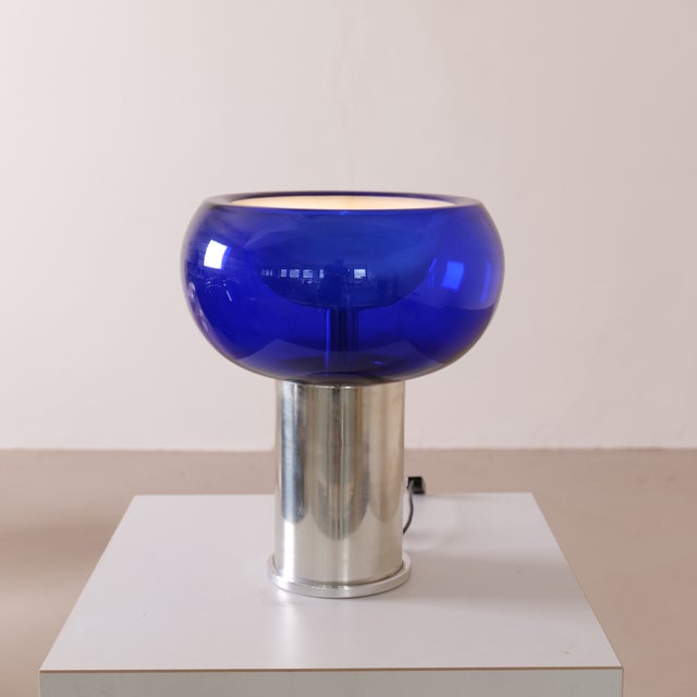 Space Age Cobalt Blue Glass Lamp from Doria Leuchten, 1970s For Sale - Image 10 of 10