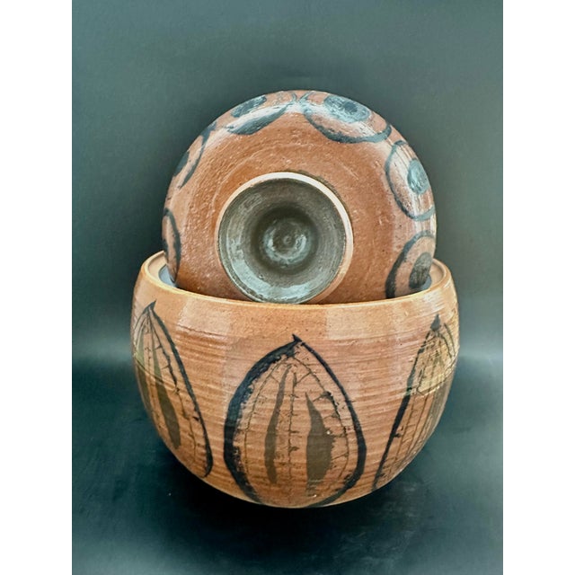 Vintage Studio Pottery Tonto Clay Lidded Canister – Hand-Thrown Polychrome Pottery Jar A striking hand-thrown and hand-...