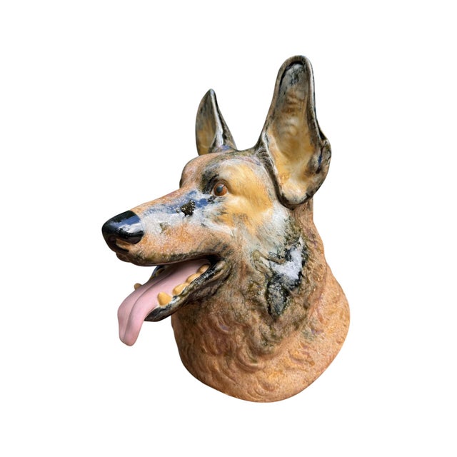 A striking hand-painted porcelain bust of a German Shepherd, produced by Zaphir, a gift-line brand of the renowned Spanish...