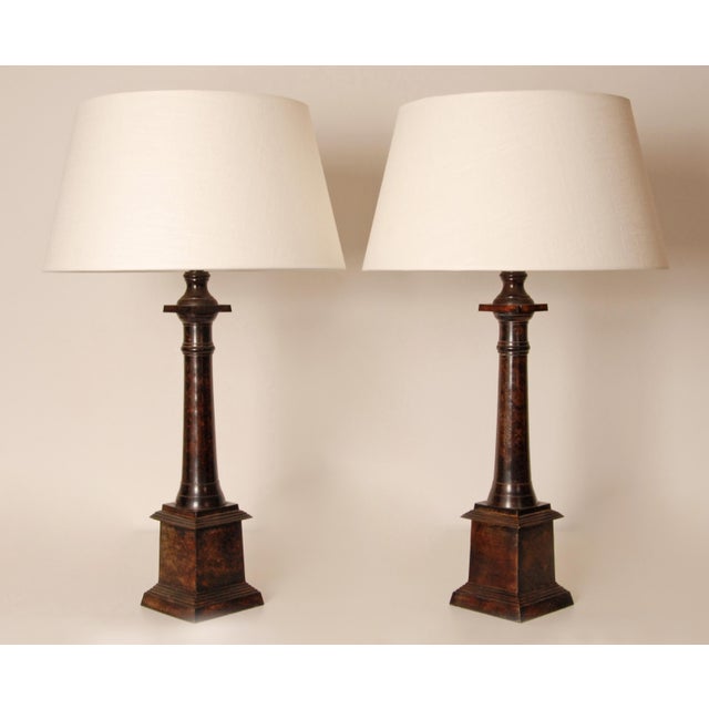 1990s Vintage French Traditional Table Lamps in Cast Iron by Jacques Adnet, 1990s, Set of 2 For Sale - Image 5 of 11