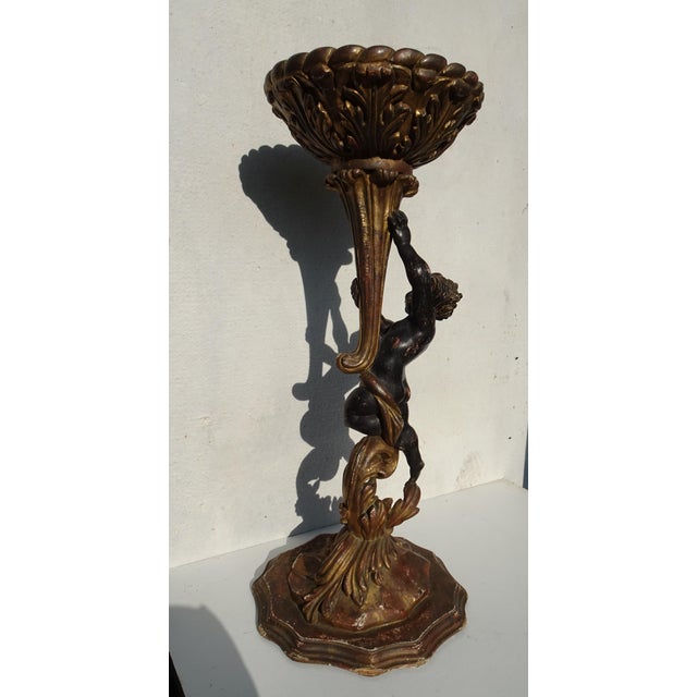 Antique Italian Carved and Gilded Wooden Plant Stand with Putti, 1890s For Sale - Image 4 of 18