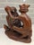 1950s Large 8.5" Mid-Century Balinese Teak Cockfighter With Tripple-Rooster Openwork Cage Masterwork For Sale - Image 5 of 12