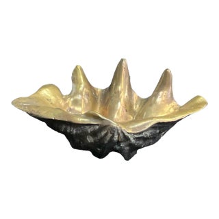 Monumental Italian Hollywood Regency Solid Bronze Clam Shell Sculpture / Specimen For Sale