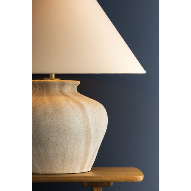 Hudson Valley Lighting Allards 24 in. 1 Light Table Lamp in Aged Brass and Ceramic Watercolor Sand Finish For Sale - Image 9 of 11