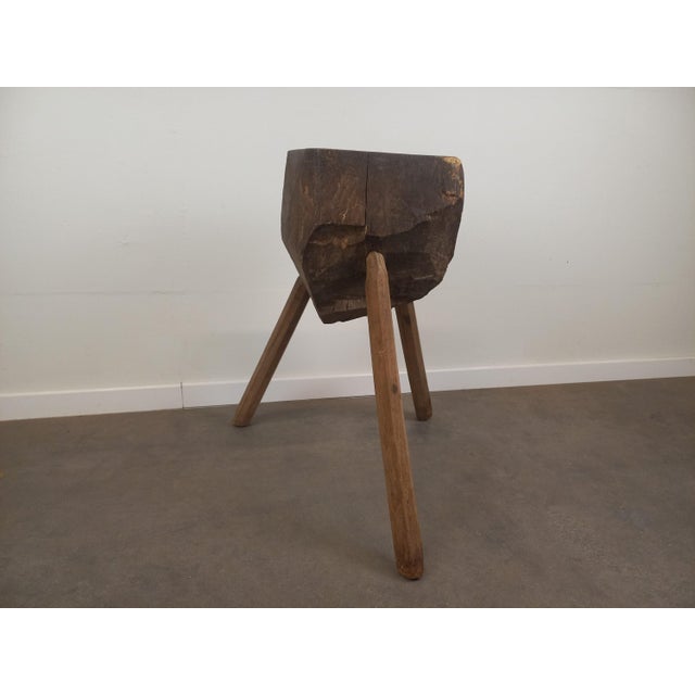 Brutalist Brown Butchers Block, in Worn conditions. Designed before 1890