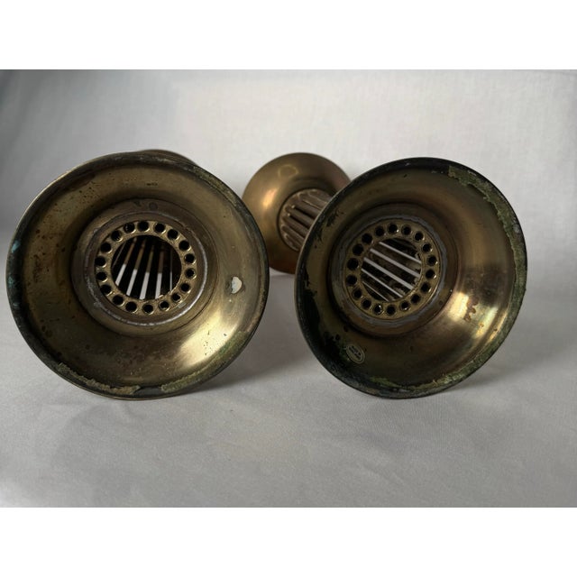 Hollywood Regency Column Brass Pillar Candle Holders, a Pair For Sale In Houston - Image 6 of 12