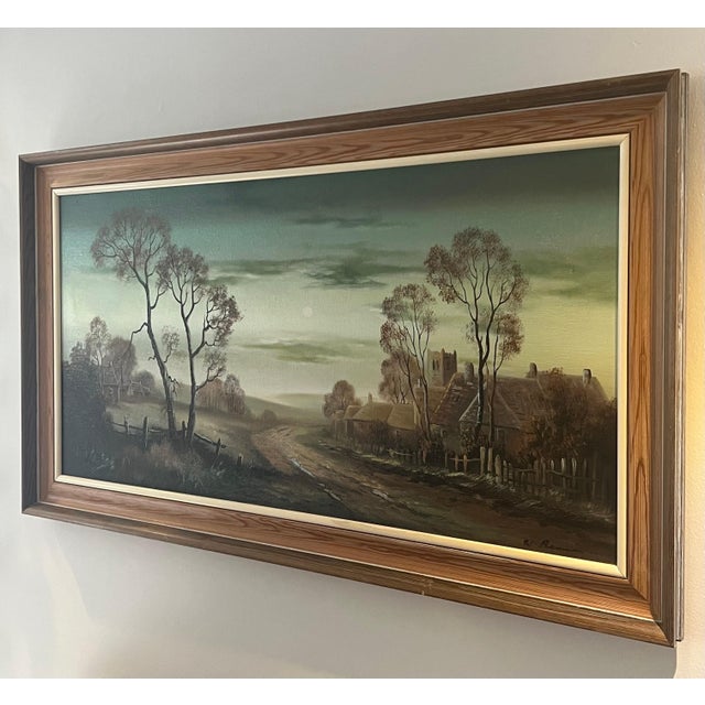 Brown Winter Trees at Village in English Countryside by 20th Century British Artist 1985 Circa For Sale - Image 8 of 13