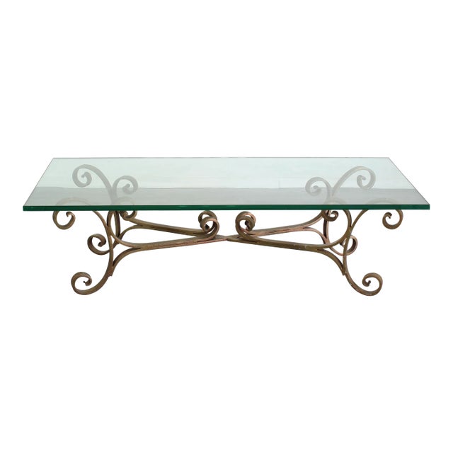 Vintage Hollywood Regency Iron Coffee Table For Sale