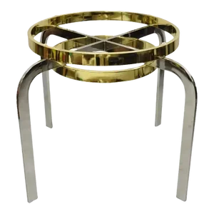 1970s Vintage Mid Century Modern Milo Baughman Style Chrome Brass Round Side Table