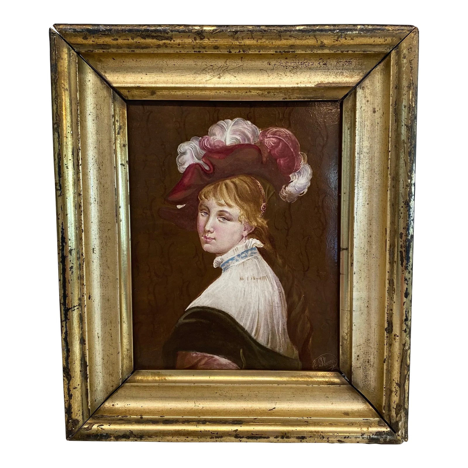19th Century French Portrait Painting of an Aristocratic Woman, Framed ...