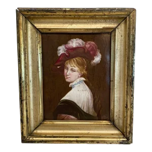 19th Century French Portrait Painting of an Aristocratic Woman, Framed