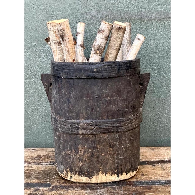Vintage Patinated Wood Bucket For Sale - Image 11 of 12