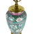 Vintage Asian Turquoise Floral Chinoiserie Hand Painted Ceramic Table Lamp For Sale - Image 4 of 9