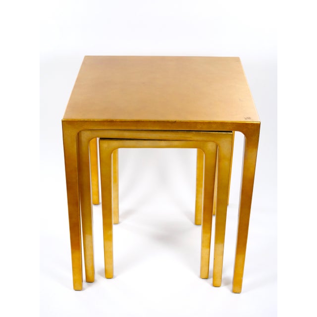 Set Three MidCentury Modern Lacquered Gold Leaf Nesting Tables Chairish