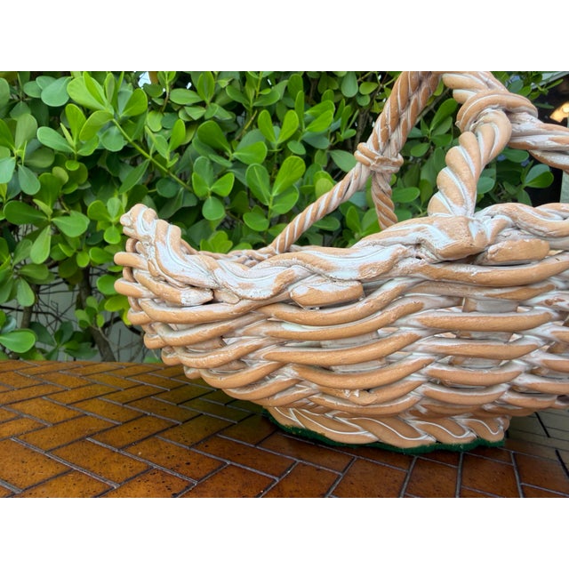 Vintage 15” Italian Handcrafted Ceramic Basket Centerpiece For Sale - Image 10 of 12