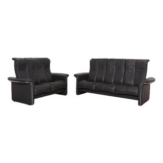 Soul Leather Three-Seater and Two-Seater Sofas from Stressless, Set of 2 For Sale