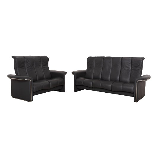 Soul Leather Three-Seater and Two-Seater Sofas from Stressless, Set of 2 For Sale