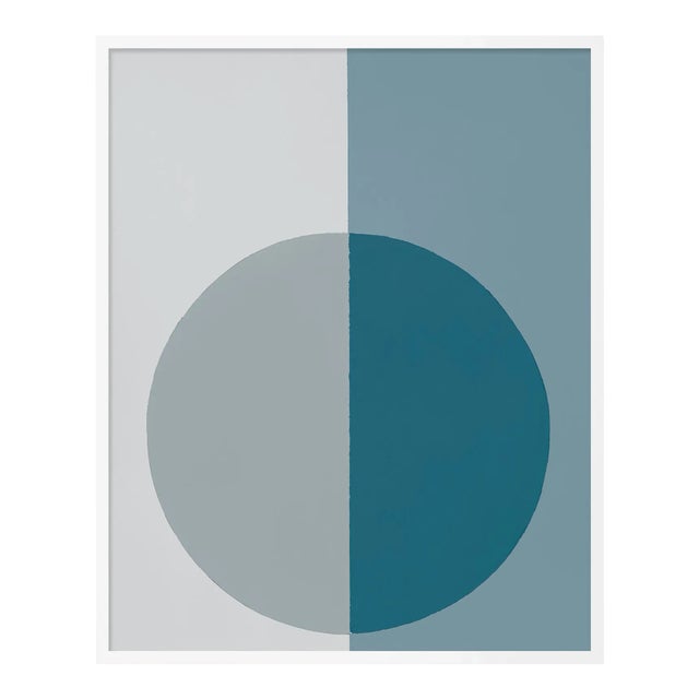 Modern Blue-Grey Forever by Stephanie Henderson in White Frame, Large Art Print For Sale