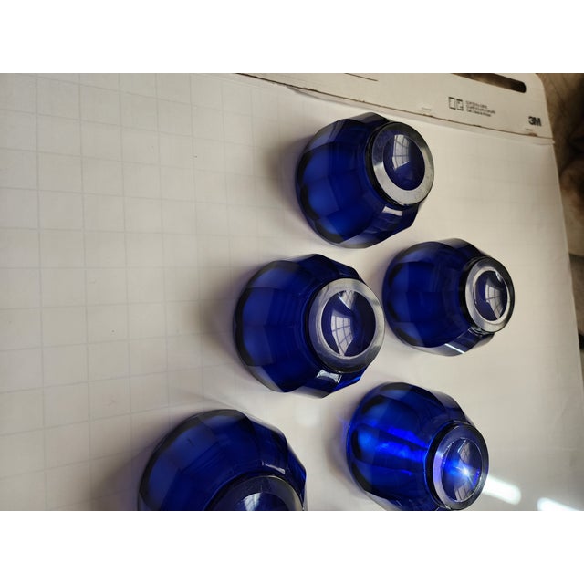 Blue Bristol Glass Finger Bowls For Sale - Image 8 of 8