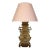 Large Antique Bronze Asian Lamp With Raised Detail For Sale